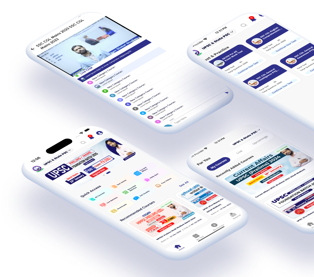 Khan Global Studies mobile app screens